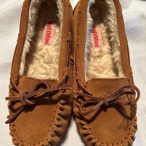 SoftMoc Tan Suede Faux Shearling Lined Moccasin Faux Shearling lined.l, size 7